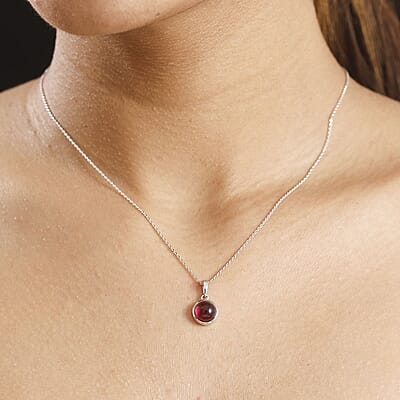 Niassa Ruby (FF) 3.65 ctw Solitaire Pendant Necklace in Rhodium Over Sterling Silver 20 Inches