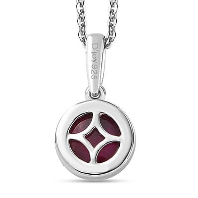 Niassa Ruby (FF) 3.65 ctw Solitaire Pendant Necklace in Rhodium Over Sterling Silver 20 Inches