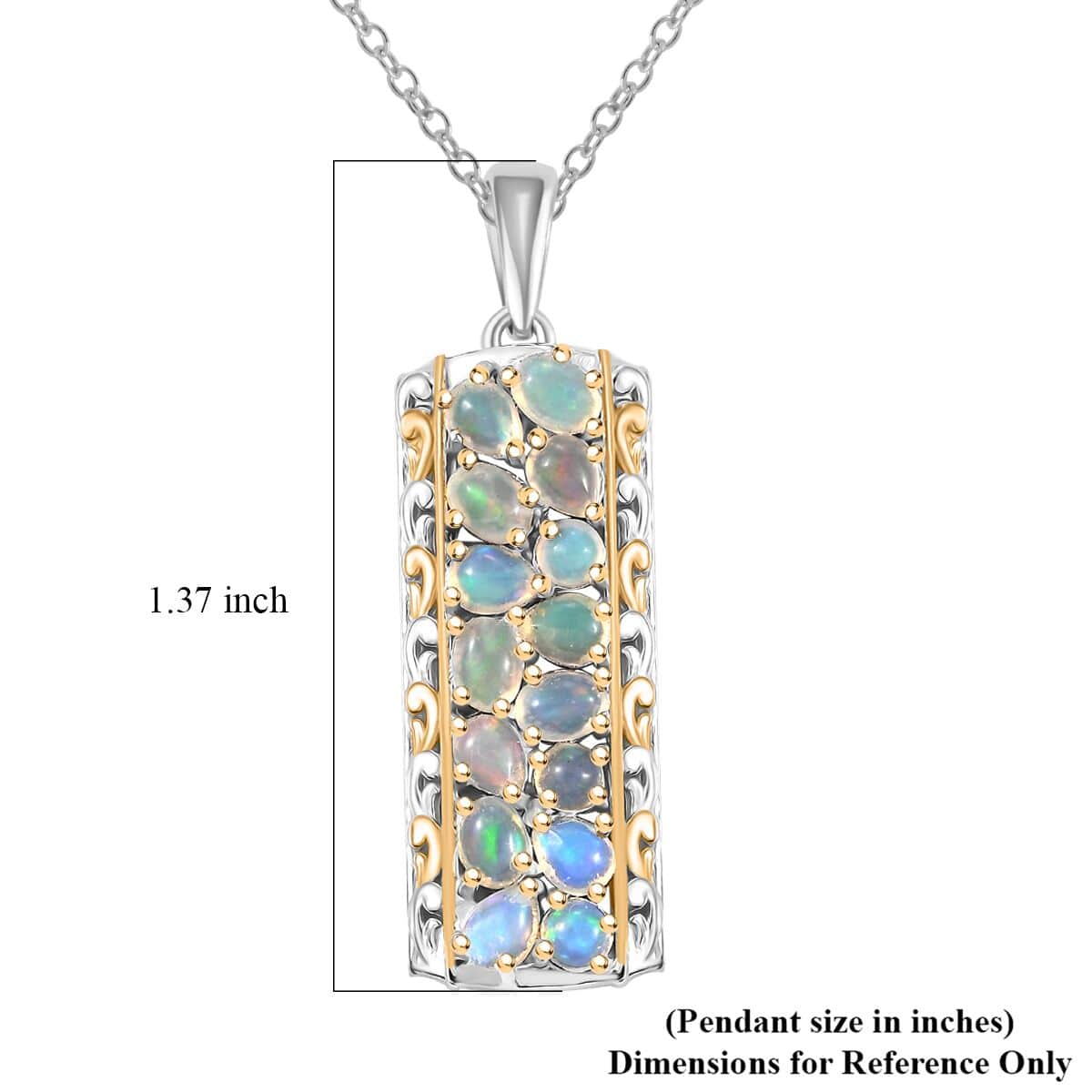 Doorbuster Ethiopian Welo Opal 1.50 ctw Aurora Cascade Pendant in 18K Vermeil YG Rhodium Over Sterling Silver with Stainless Steel Necklace 20 Inches image number 5