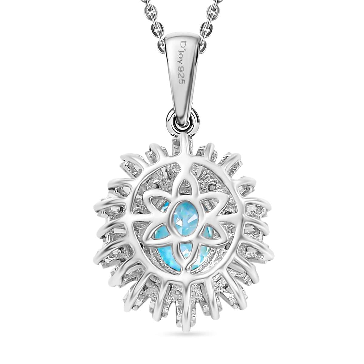 Premium Cambodian Blue Zircon and Multi Gemstone 3.10 ctw Ocean Radiance Pendant Necklace in Rhodium Over Sterling Silver 20 Inches image number 4