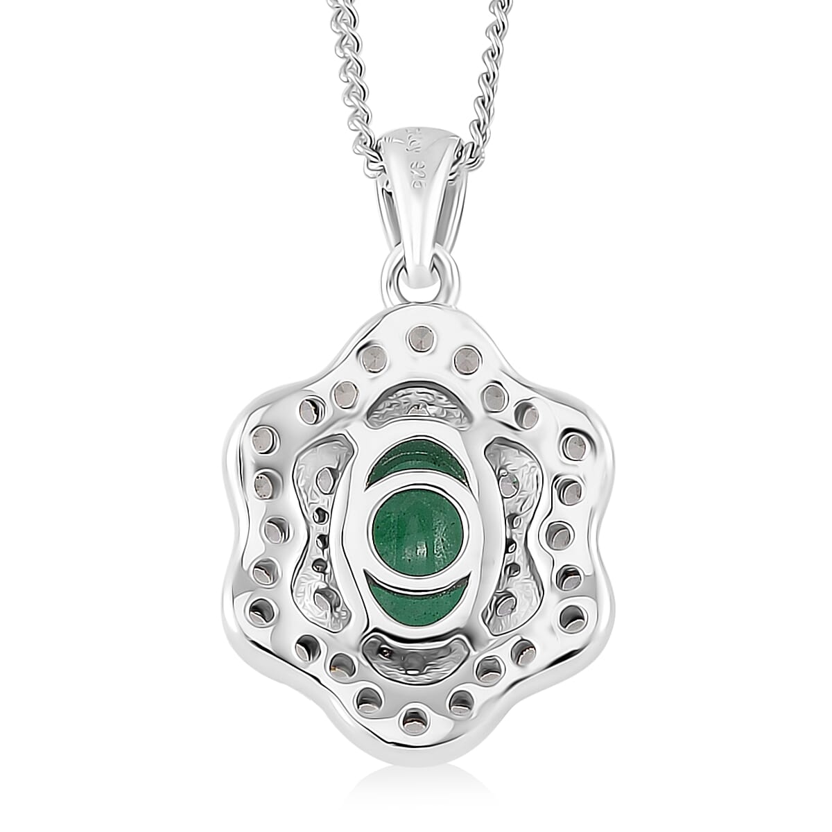 Kagem Zambian Emerald and Multi Gemstone 1.90 ctw Tidal Majesty Pendant Necklace in Rhodium Over Sterling Silver 20 Inches image number 3