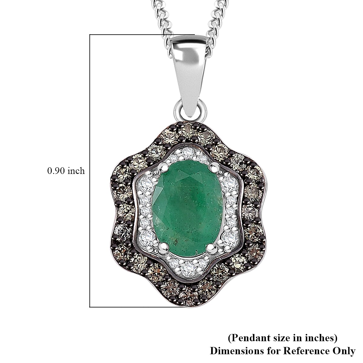 Kagem Zambian Emerald and Multi Gemstone 1.90 ctw Tidal Majesty Pendant Necklace in Rhodium Over Sterling Silver 20 Inches