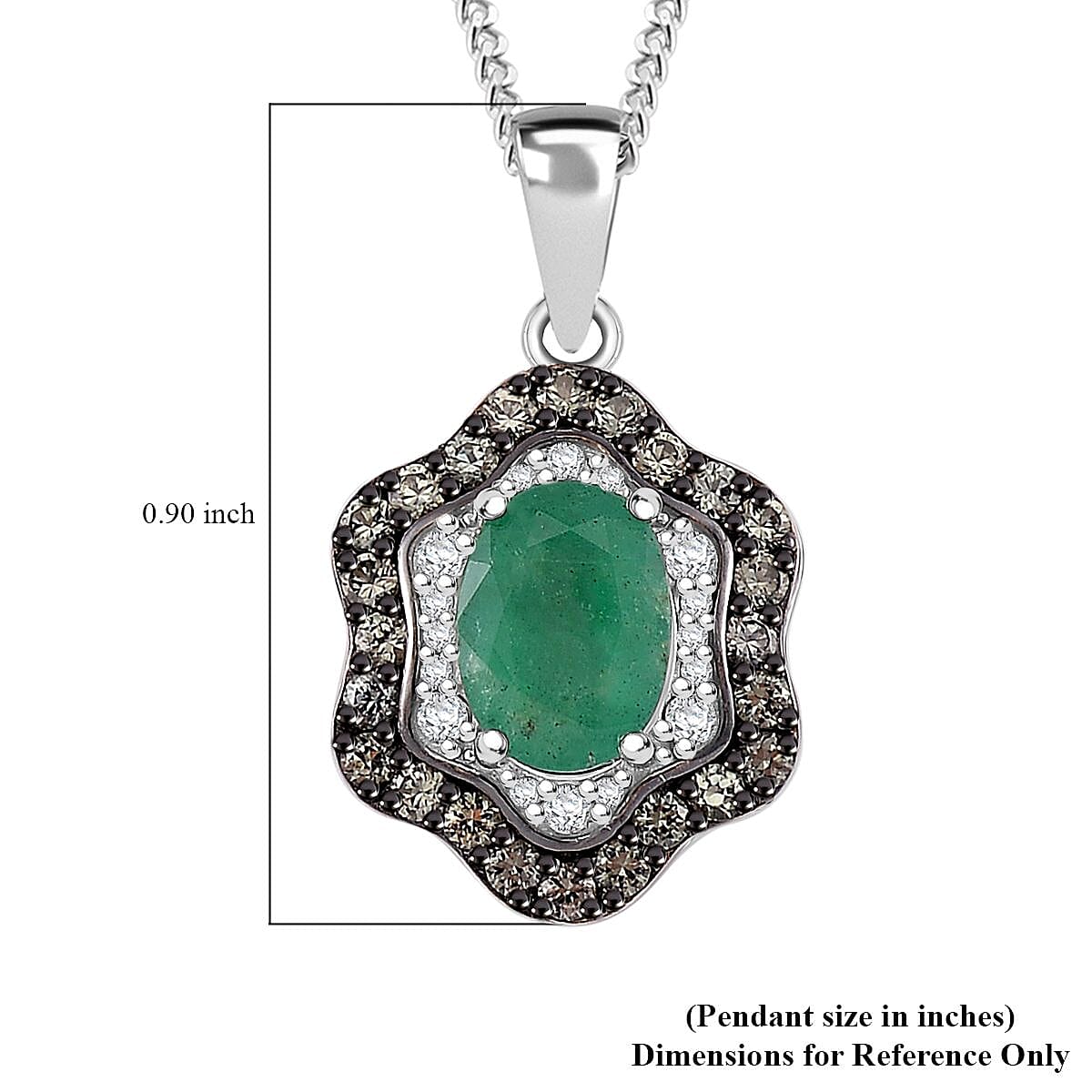 Kagem Zambian Emerald and Multi Gemstone 1.90 ctw Tidal Majesty Pendant Necklace in Rhodium Over Sterling Silver 20 Inches