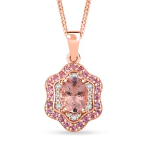 Doorbuster Marropino Morganite and Multi Gemstone 1.75 ctw Tidal Majesty Pendant Necklace 20 Inches in 18K Vermeil Rose Gold Over Sterling Silver