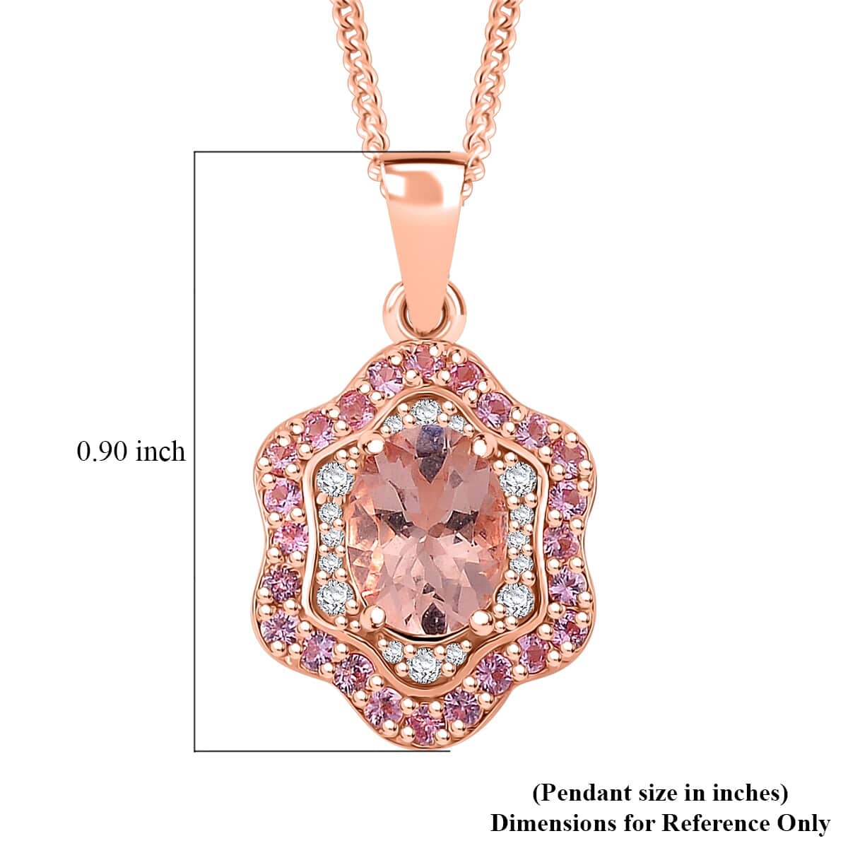 Doorbuster Marropino Morganite and Multi Gemstone 1.75 ctw Tidal Majesty Pendant Necklace 20 Inches in 18K Vermeil Rose Gold Over Sterling Silver image number 5