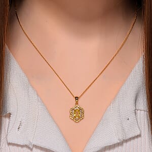 Madagascar Yellow Sapphire and White Zircon 2.10 ctw Tidal Majesty Pendant Necklace in 18K Vermeil Yellow Gold Over Sterling Silver 20 Inches