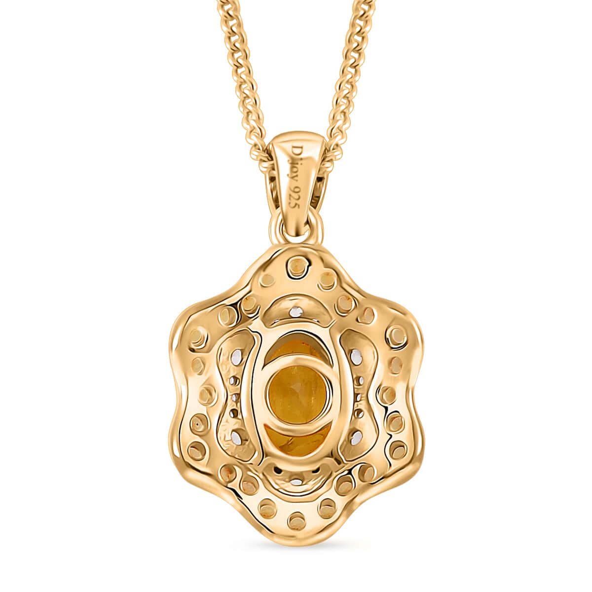 Doorbuster Madagascar Yellow Sapphire and White Zircon 2.10 ctw Tidal Majesty Pendant Necklace in 18K Vermeil Yellow Gold Over Sterling Silver 20 Inches image number 3