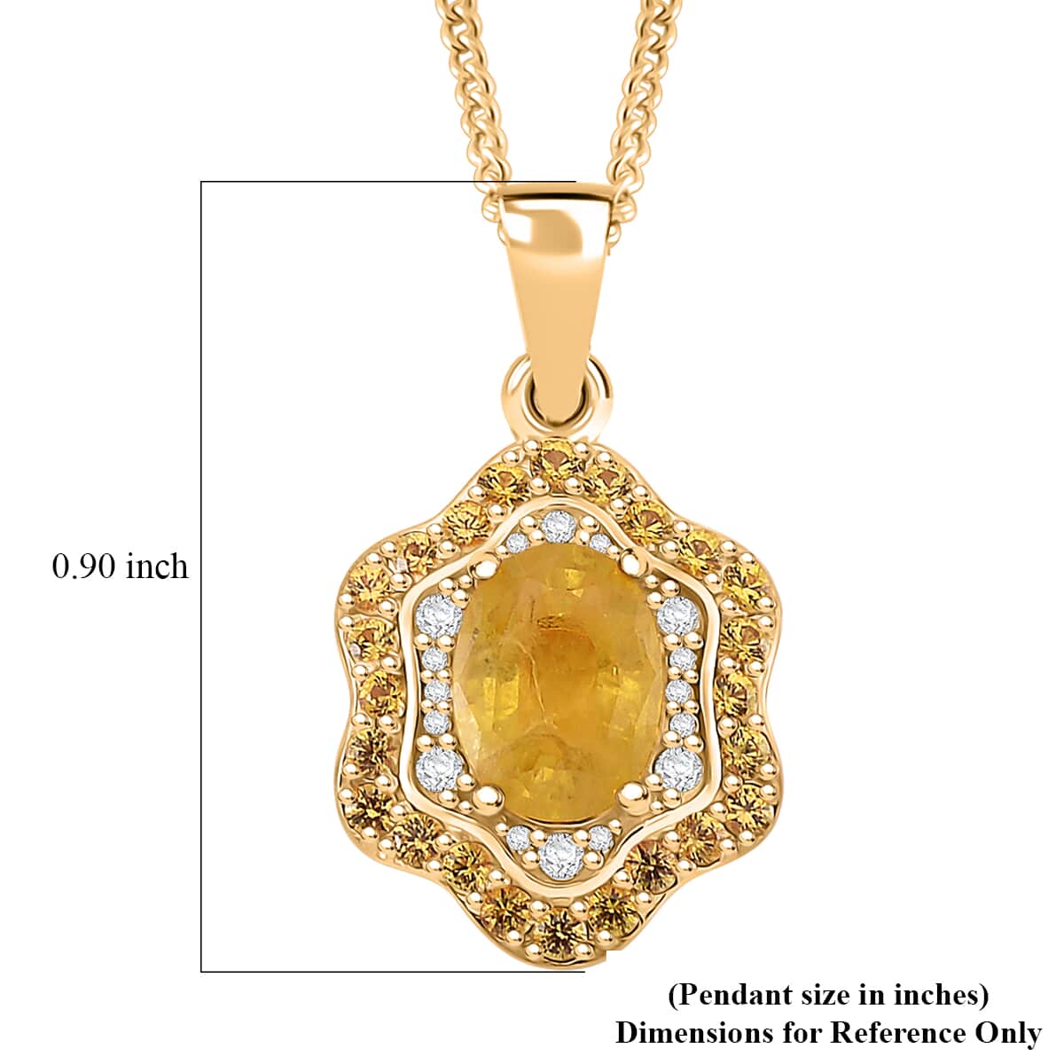 Doorbuster Madagascar Yellow Sapphire and White Zircon 2.10 ctw Tidal Majesty Pendant Necklace in 18K Vermeil Yellow Gold Over Sterling Silver 20 Inches image number 5