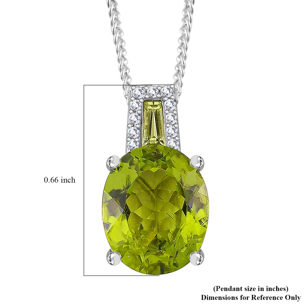 Doorbuster Hebei Peridot and White Zircon 4.35 ctw Forest Dew Pendant Necklace in Platinum Over and Rhodium Over Sterling Silver 20 Inches image number 5