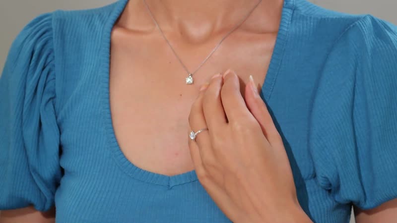 Moissanite (Rnd 6.5mm) Solitaire Ring (Size 5.0) and Pendant in Rhodium Over Sterling Silver 1.90 ctw