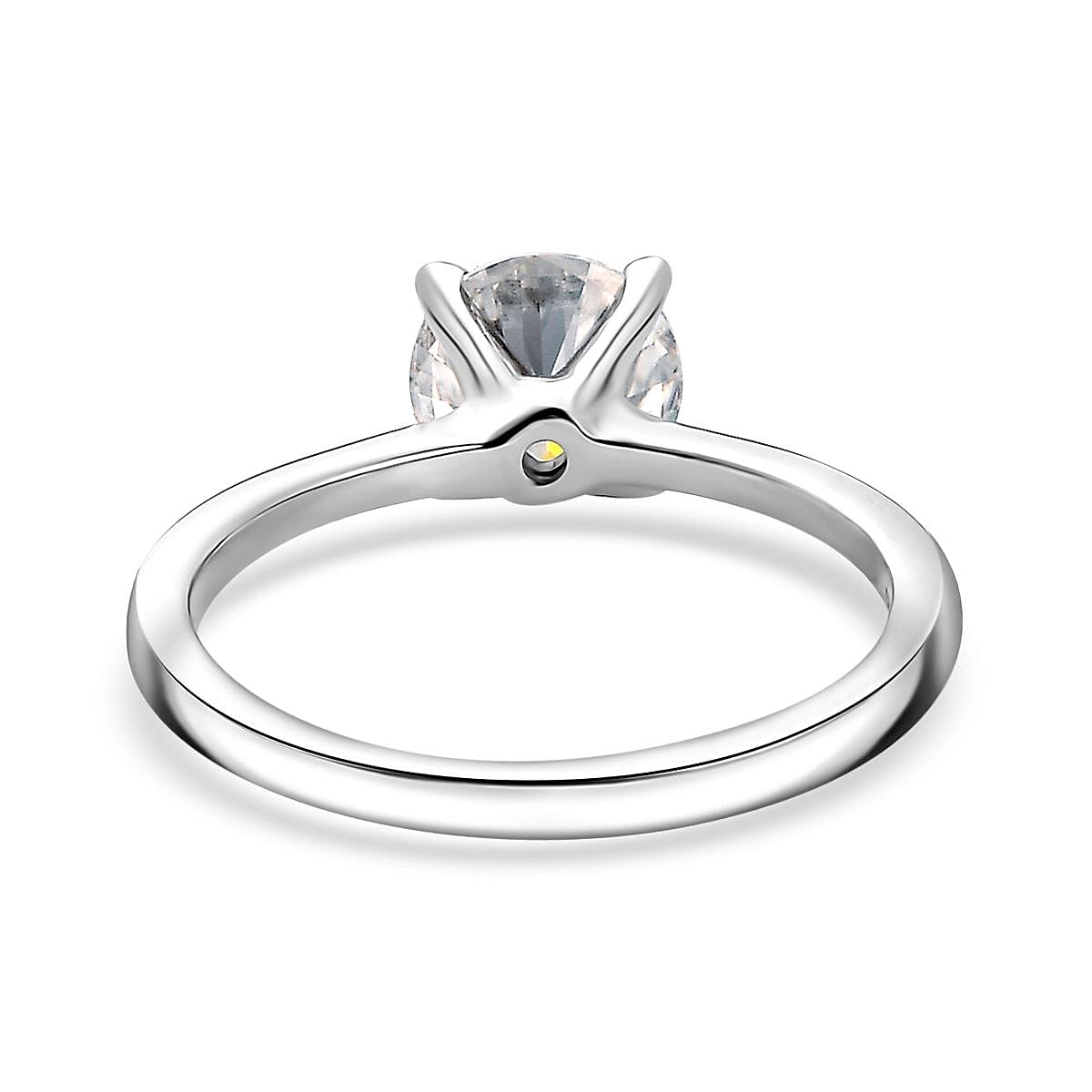 Moissanite 1.90 ctw Solitaire Ring (Size 8.0) and Pendant without Chain in Rhodium Over Sterling Silver