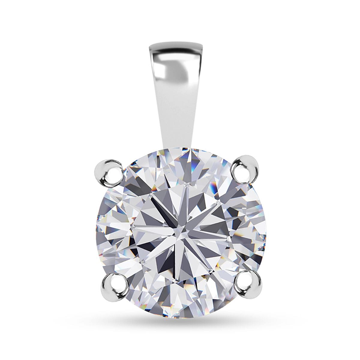 Moissanite 1.90 ctw Solitaire Ring (Size 8.0) and Pendant without Chain in Rhodium Over Sterling Silver