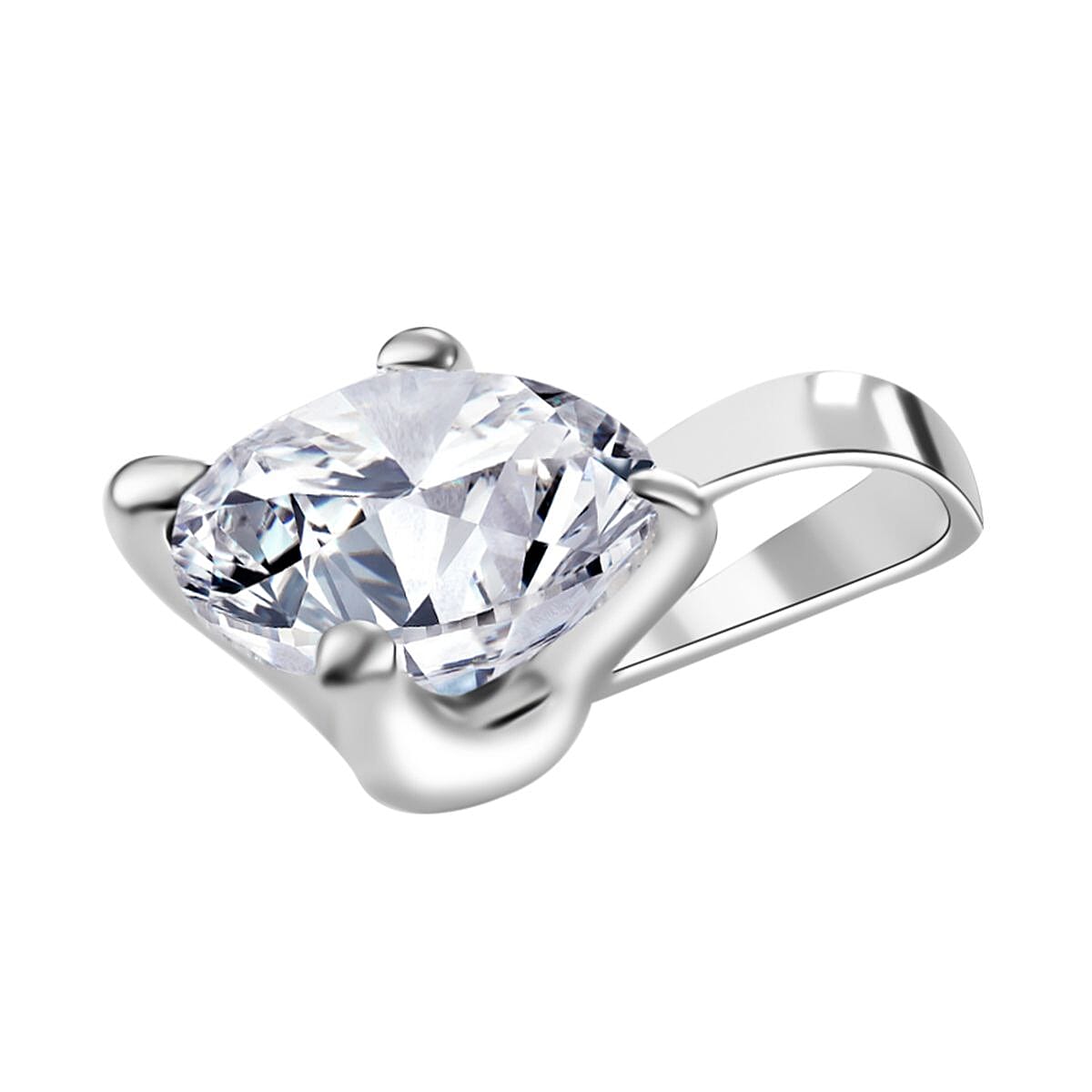 Moissanite 1.90 ctw Solitaire Ring (Size 8.0) and Pendant without Chain in Rhodium Over Sterling Silver