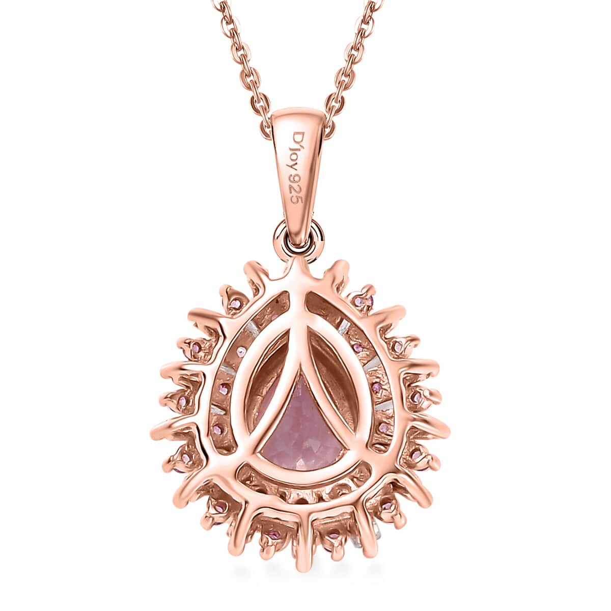 Narsipatnam Pink Spinel, Pink Sapphire, Diamond 1.25 ctw Sunrays Pendant Necklace 20 Inches in 18K Vermeil Rose Gold Over Sterling Silver image number 4