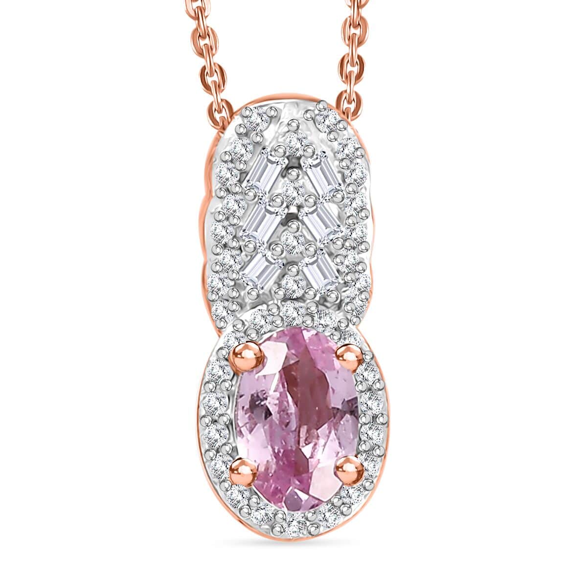 Premium Narsipatnam Pink Spinel and Diamond 0.70 ctw Blushing Elegance Pendant Necklace 20 Inches in 18K Vermeil Rose Gold Over Sterling Silver image number 0