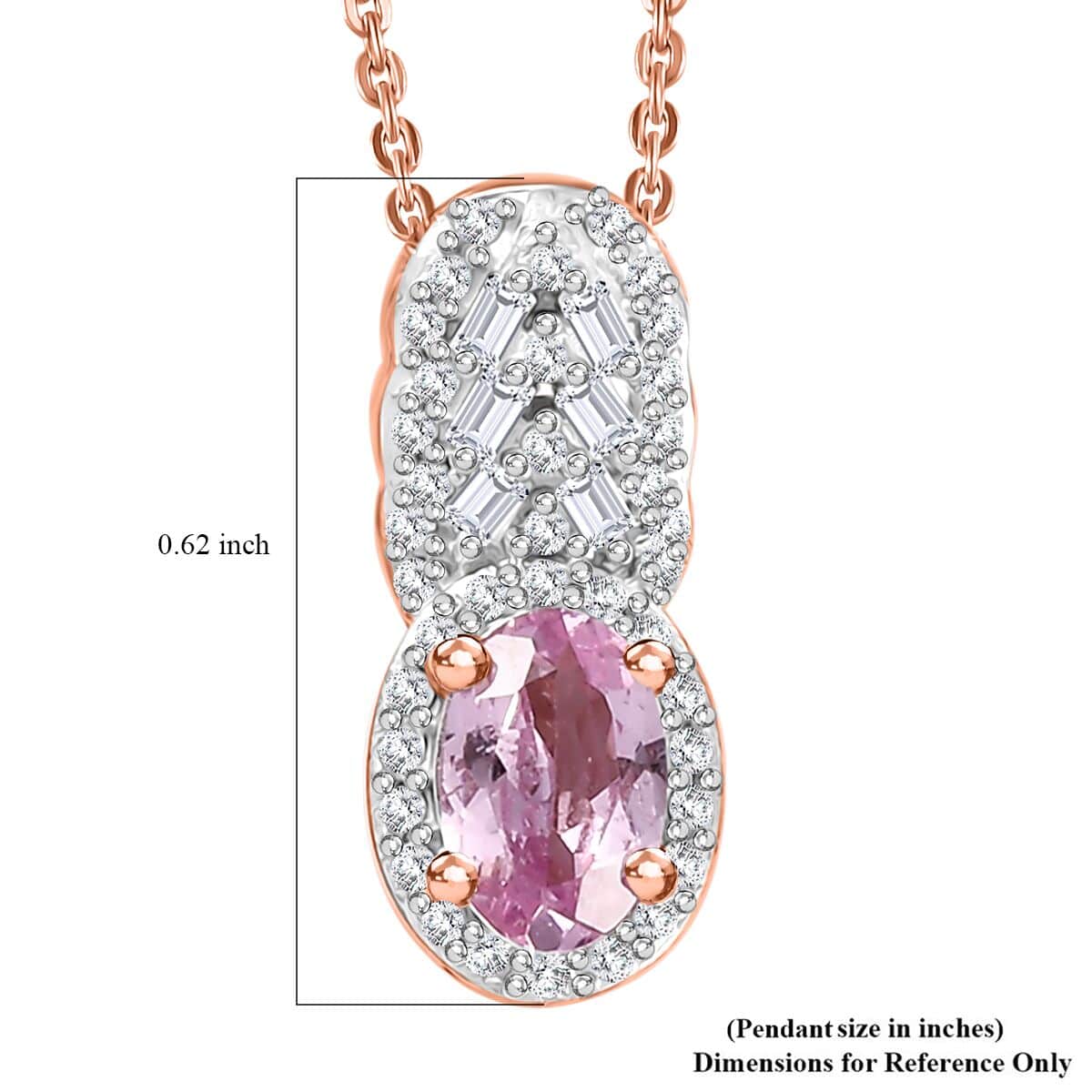 Premium Narsipatnam Pink Spinel and Diamond 0.70 ctw Blushing Elegance Pendant Necklace 20 Inches in 18K Vermeil Rose Gold Over Sterling Silver image number 5