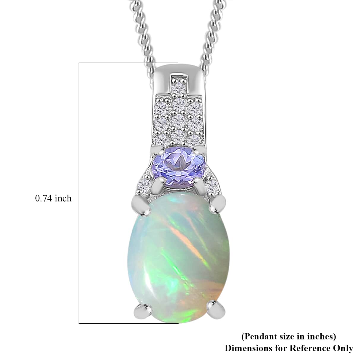 Doorbuster Ethiopian Welo Opal and Multi Gemstone 1.50 ctw Aurora Grove Pendant Necklace 20 Inches in Platinum and Rhodium Over Sterling Silver image number 5