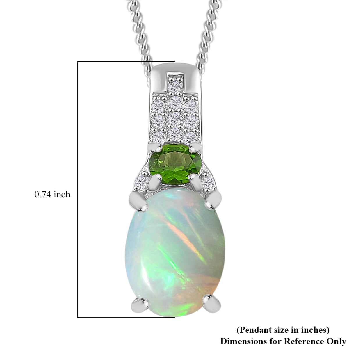 Doorbuster Ethiopian Welo Opal and Multi Gemstone 1.40 ctw Aurora Grove Pendant Necklace 20 Inches in Platinum and Rhodium Over Sterling Silver image number 5