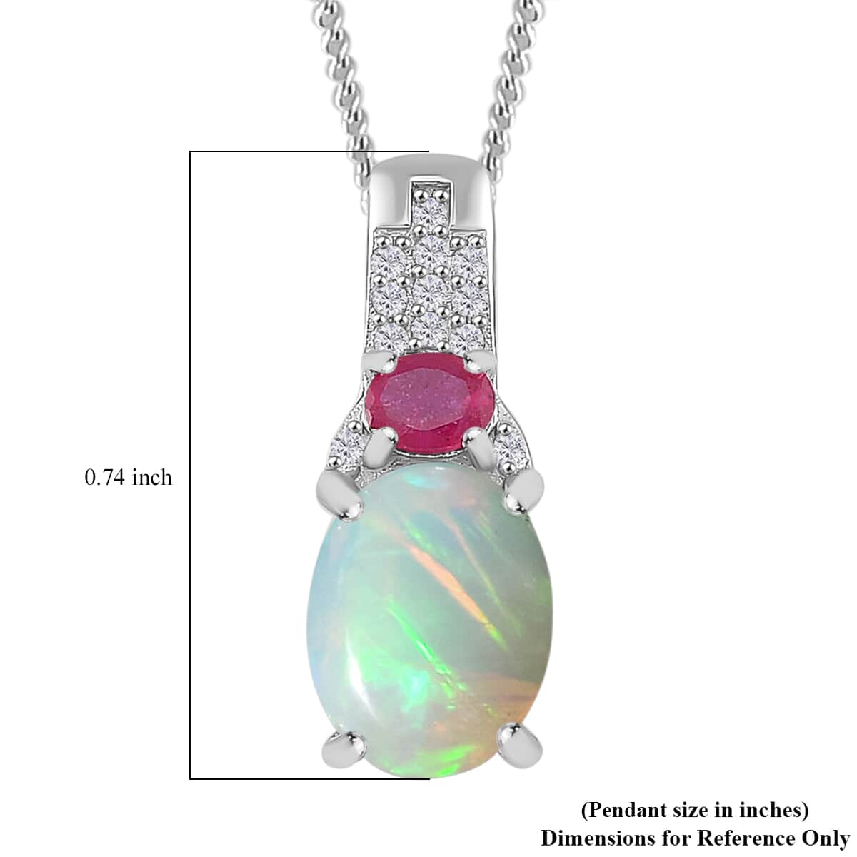 Doorbuster Ethiopian Welo Opal and Multi Gemstone 1.85 ctw Aurora Grove Pendant Necklace 20 Inches in Platinum and Rhodium Over Sterling Silver image number 5