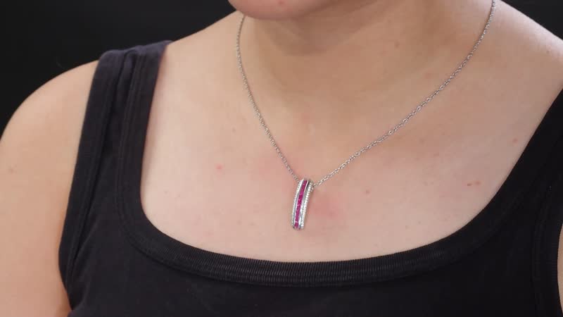 Doorbuster Karis Ruby, White Zircon Pendant in Platinum Bond with Stainless Steel Necklace (20 Inches) 1.25 ctw