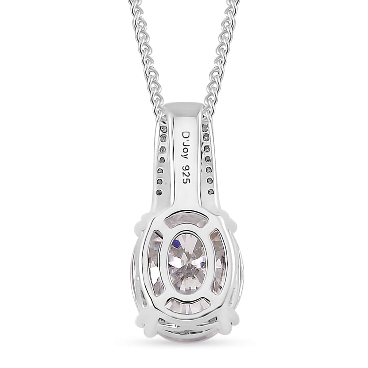 Doorbuster Moissanite and Pink Sapphire 3.80 ctw Royal Majesty Pendant Necklace in Rhodium Over Sterling Silver 20 Inches image number 3