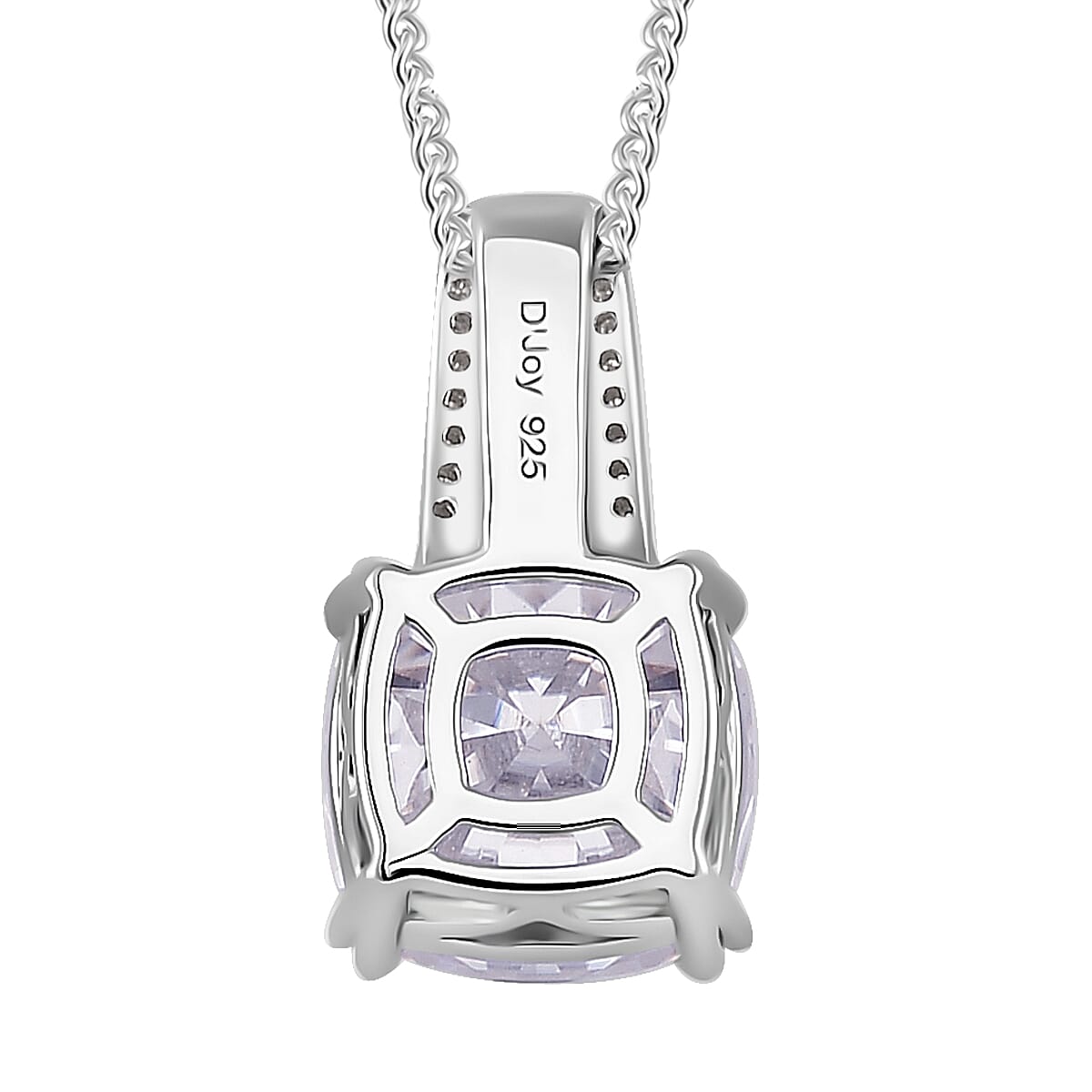 Moissanite and Blue Sapphire 4.75 ctcw Royal Majesty Pendant Necklace in Rhodium Over Sterling Silver 20 Inches image number 3