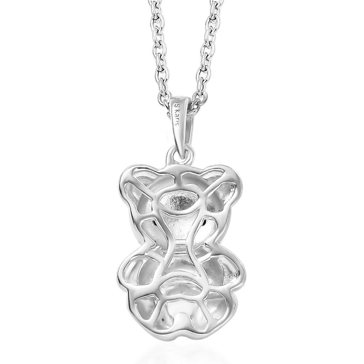 Black Diamond Accent Bear Pendant in Platinum Bond with Stainless Steel Necklace 20 Inches image number 4