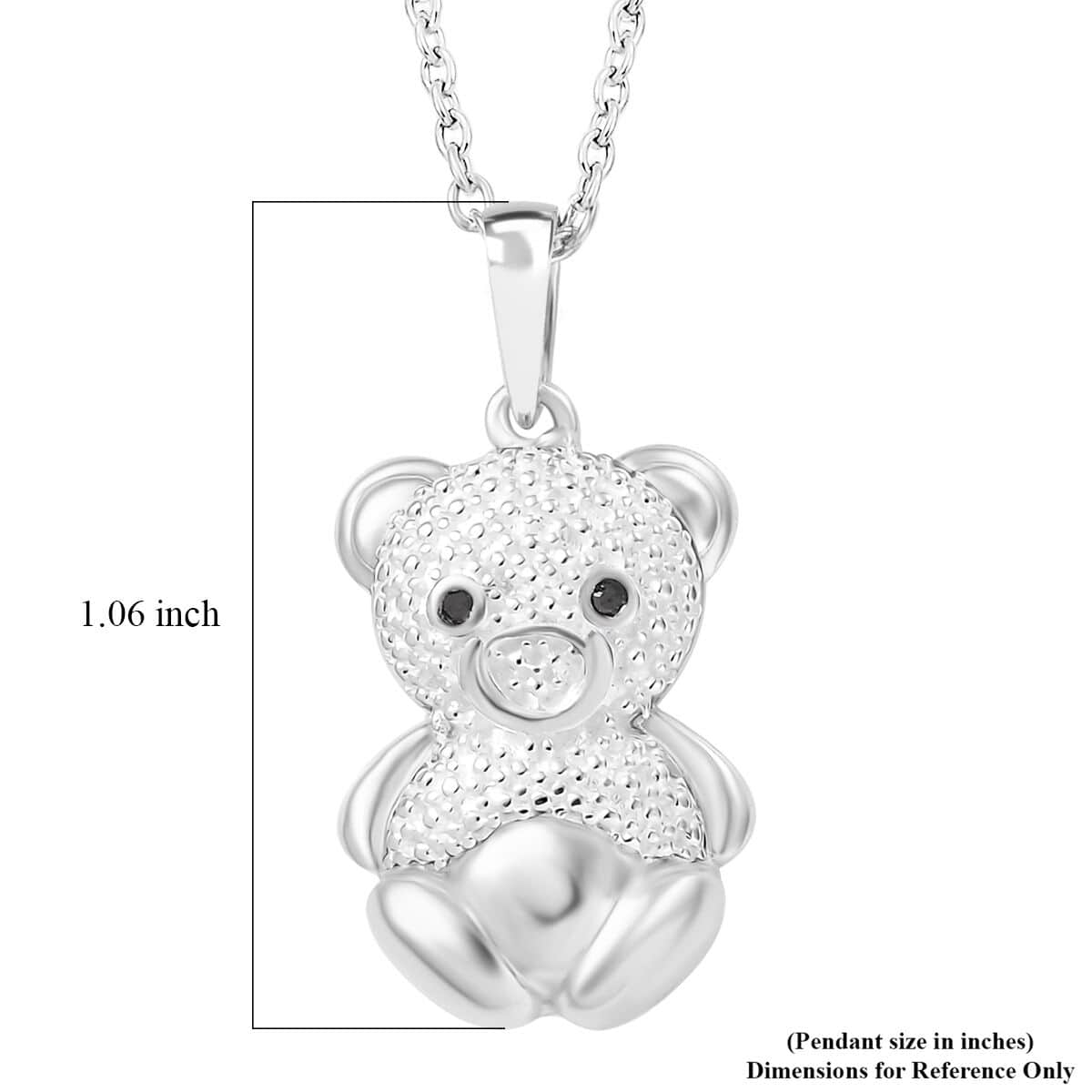 Black Diamond Accent Bear Pendant in Platinum Bond with Stainless Steel Necklace 20 Inches image number 6