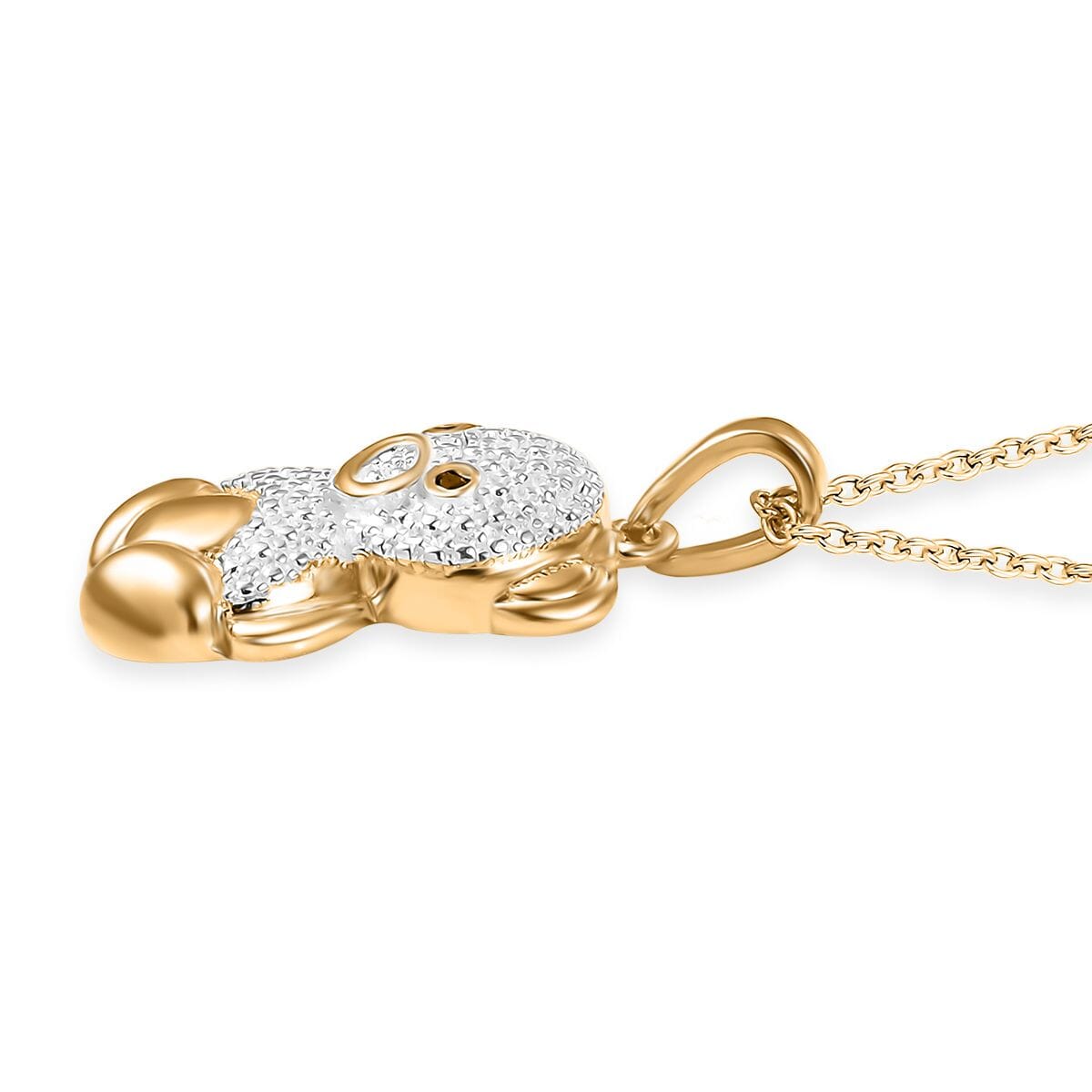 Black Diamond Accent Bear Pendant in 18K YG Plated with ION Plated YG Stainless Steel Necklace 20 Inches image number 3