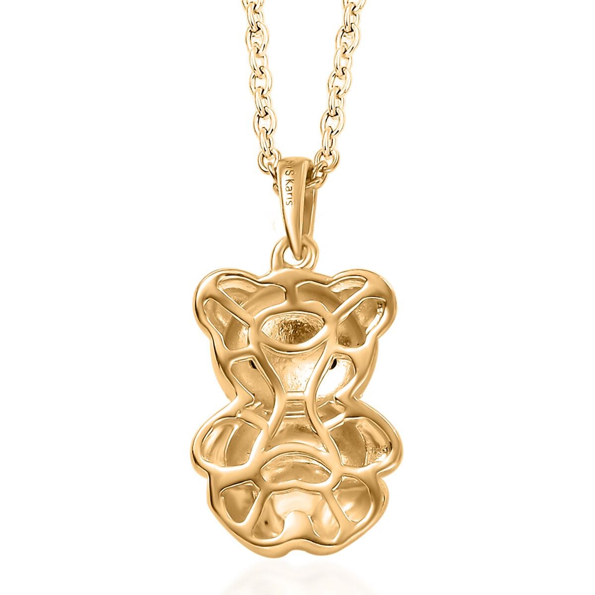 Black Diamond Accent Bear Pendant in 18K YG Plated with ION Plated YG Stainless Steel Necklace 20 Inches image number 4