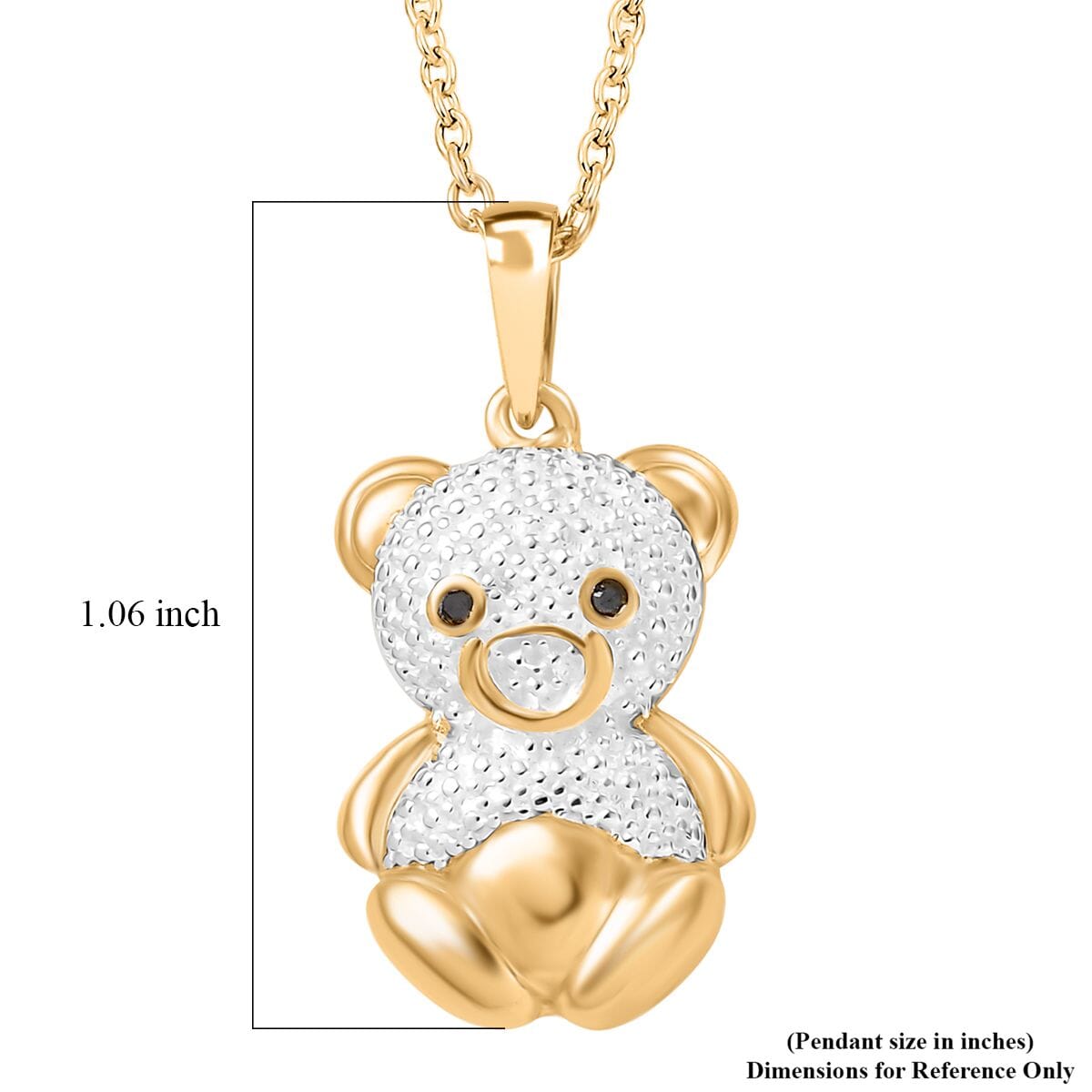 Black Diamond Accent Bear Pendant in 18K YG Plated with ION Plated YG Stainless Steel Necklace 20 Inches image number 6