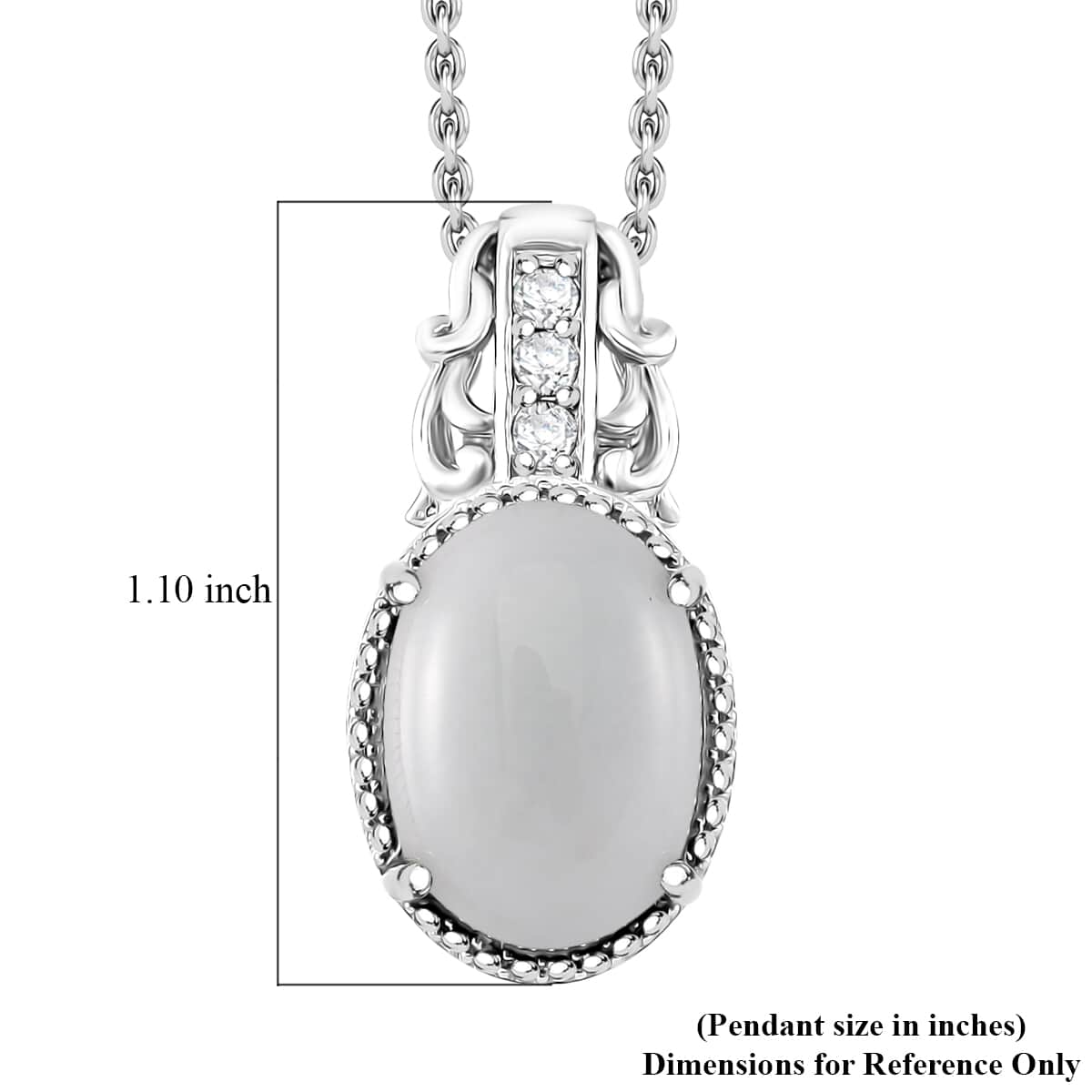 Natural Jade and Moissanite 7.60 ctw Pendant in Rhodium Over Sterling Silver with Stainless Steel Necklace 20 Inches image number 5