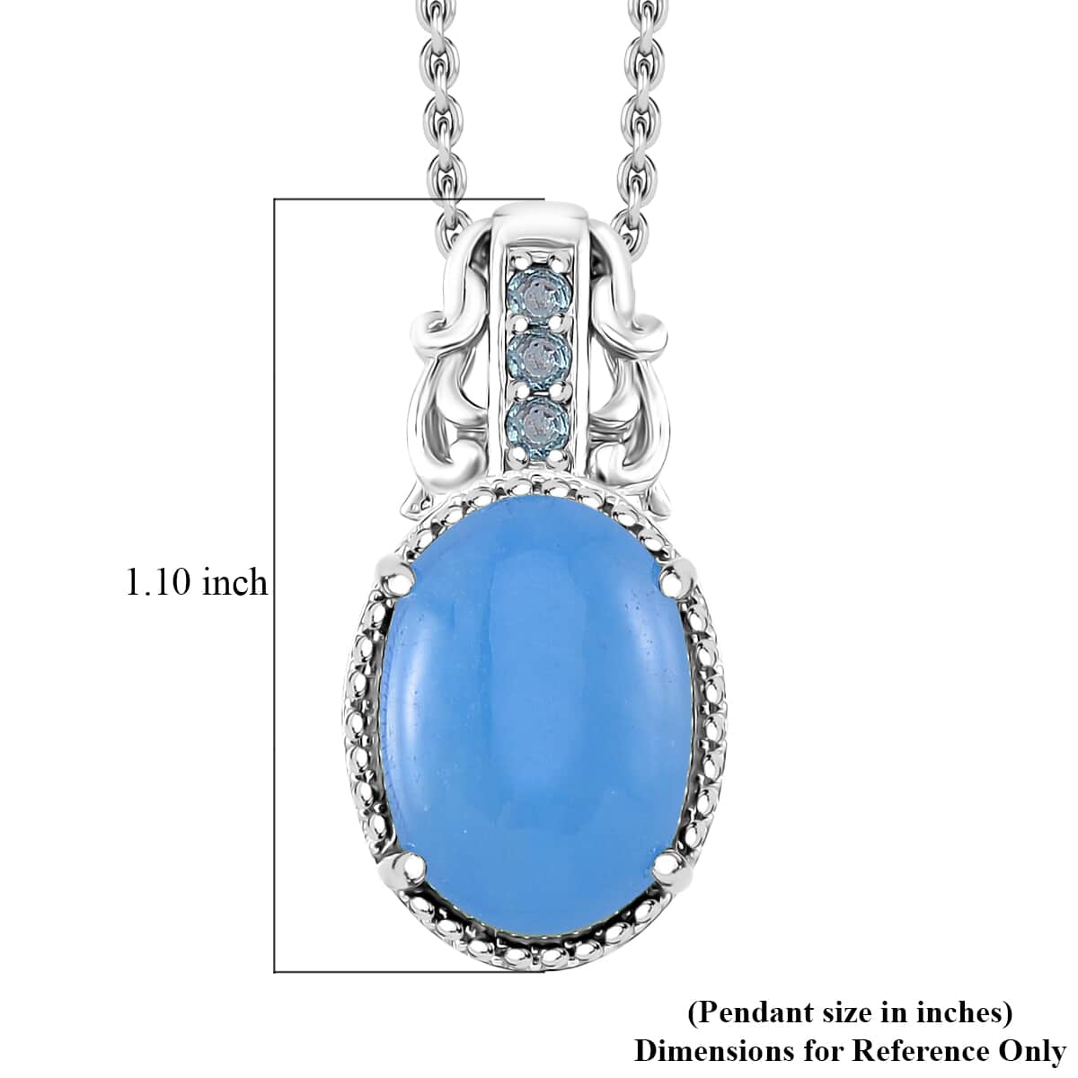 Blue Jade (D) and Apatite 7.75 ctw Pendant in Rhodium Over Sterling Silver with Stainless Steel Necklace 20 Inches image number 5