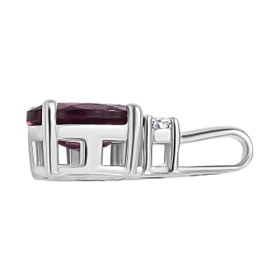 Orissa Rhodolite Garnet and White Zircon 3.15 ctw Earrings, Ring (Size 9) and Pendant in Rhodium Over Sterling Silver