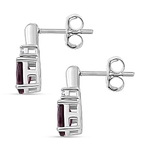Orissa Rhodolite Garnet and White Zircon 3.15 ctw Earrings, Ring (Size 9) and Pendant in Rhodium Over Sterling Silver