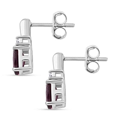 Orissa Rhodolite Garnet and White Zircon 3.15 ctw Earrings, Ring (Size 9) and Pendant in Rhodium Over Sterling Silver