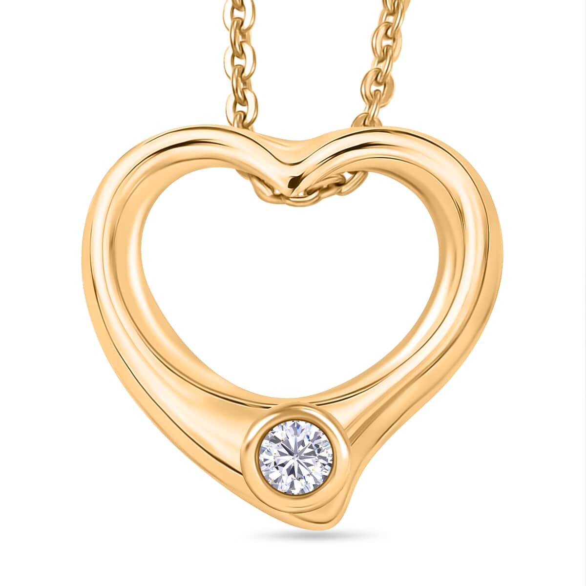 Luxuriant Lab Grown Diamond G SI 0.10 ctw Heart Earrings, Pendant Necklace in 18K Vermeil Yellow Gold Over Sterling Silver 20 Inches image number 3