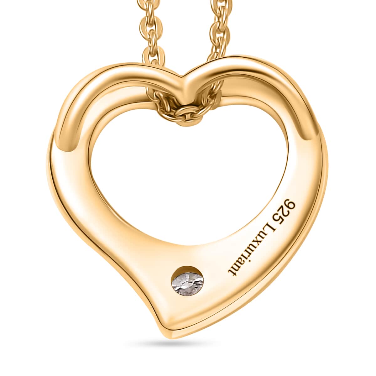 Luxuriant Lab Grown Diamond G SI 0.10 ctw Heart Earrings, Pendant Necklace in 18K Vermeil Yellow Gold Over Sterling Silver 20 Inches image number 5