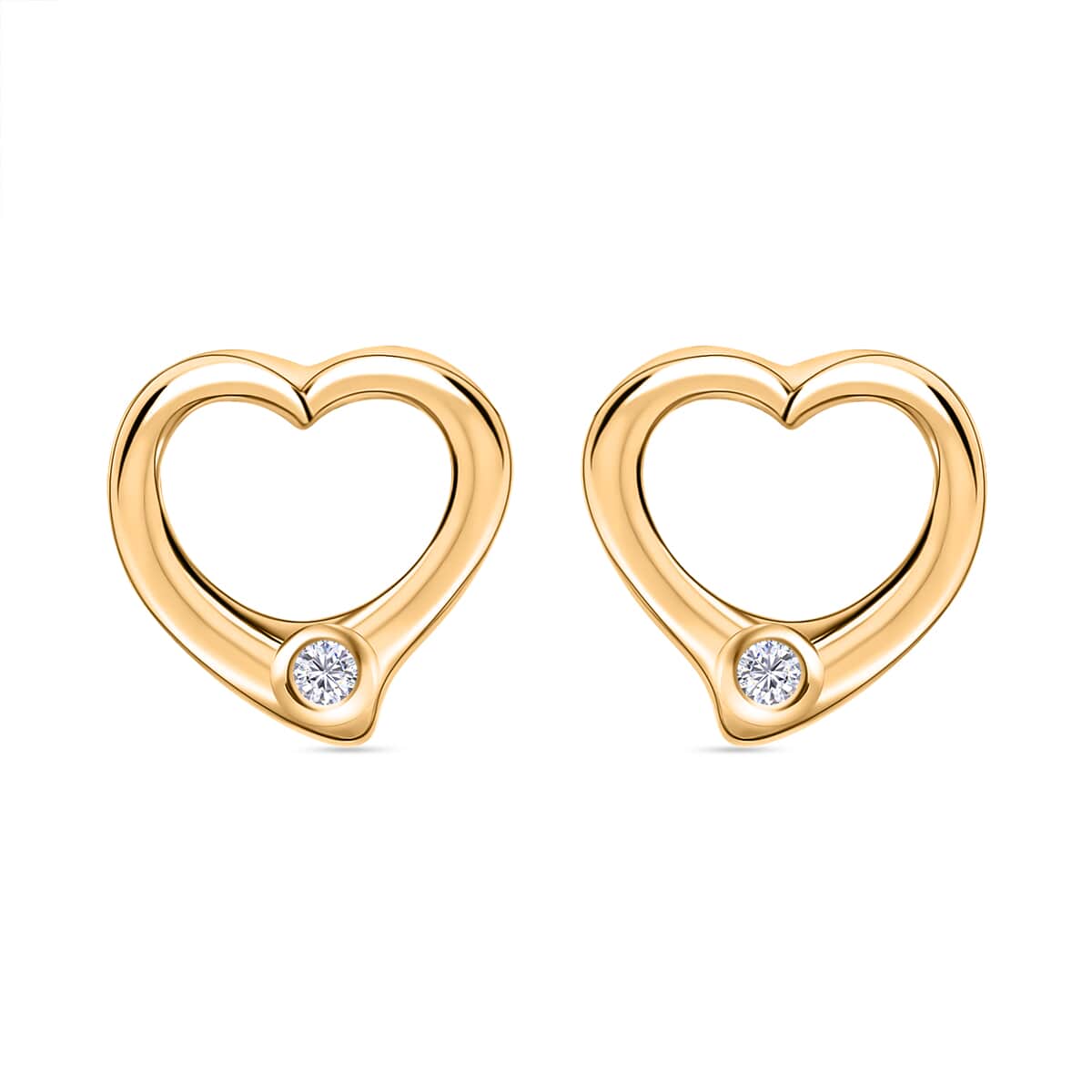 Luxuriant Lab Grown Diamond G SI 0.10 ctw Heart Earrings, Pendant Necklace in 18K Vermeil Yellow Gold Over Sterling Silver 20 Inches image number 6