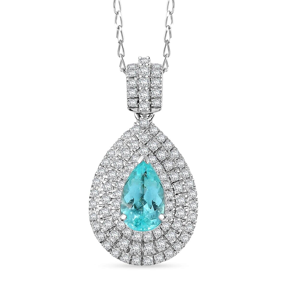 Rhapsody AAAA Paraiba Tourmaline and E-F VS Diamond 2.78 ctw Pendant Necklace in 950 Platinum 9 Grams 20 Inches image number 0