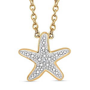 Karis White Diamond Accent Star Pendant in 18K YG Plated and Stainless Steel Necklace 20 Inches