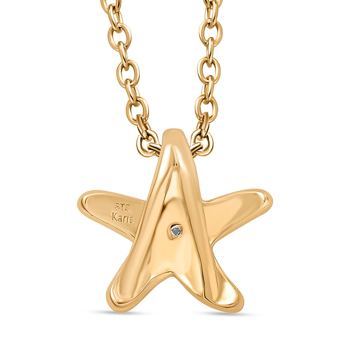 Karis White Diamond Accent Star Pendant in 18K YG Plated and Stainless Steel Necklace 20 Inches