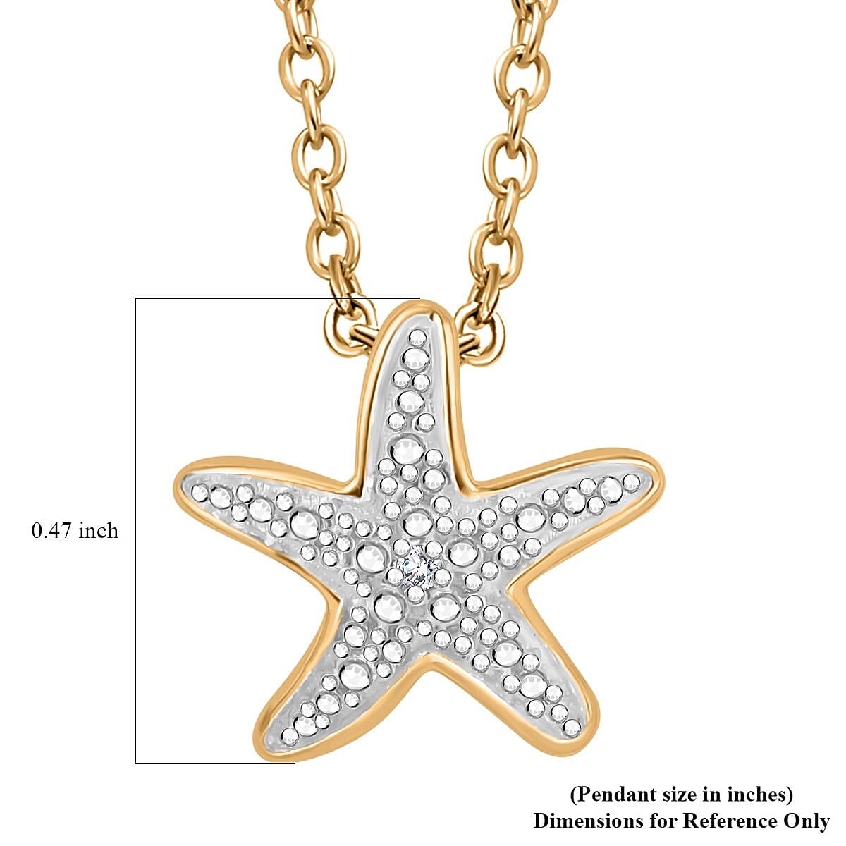 Karis White Diamond Accent Star Pendant in 18K YG Plated and Stainless Steel Necklace 20 Inches