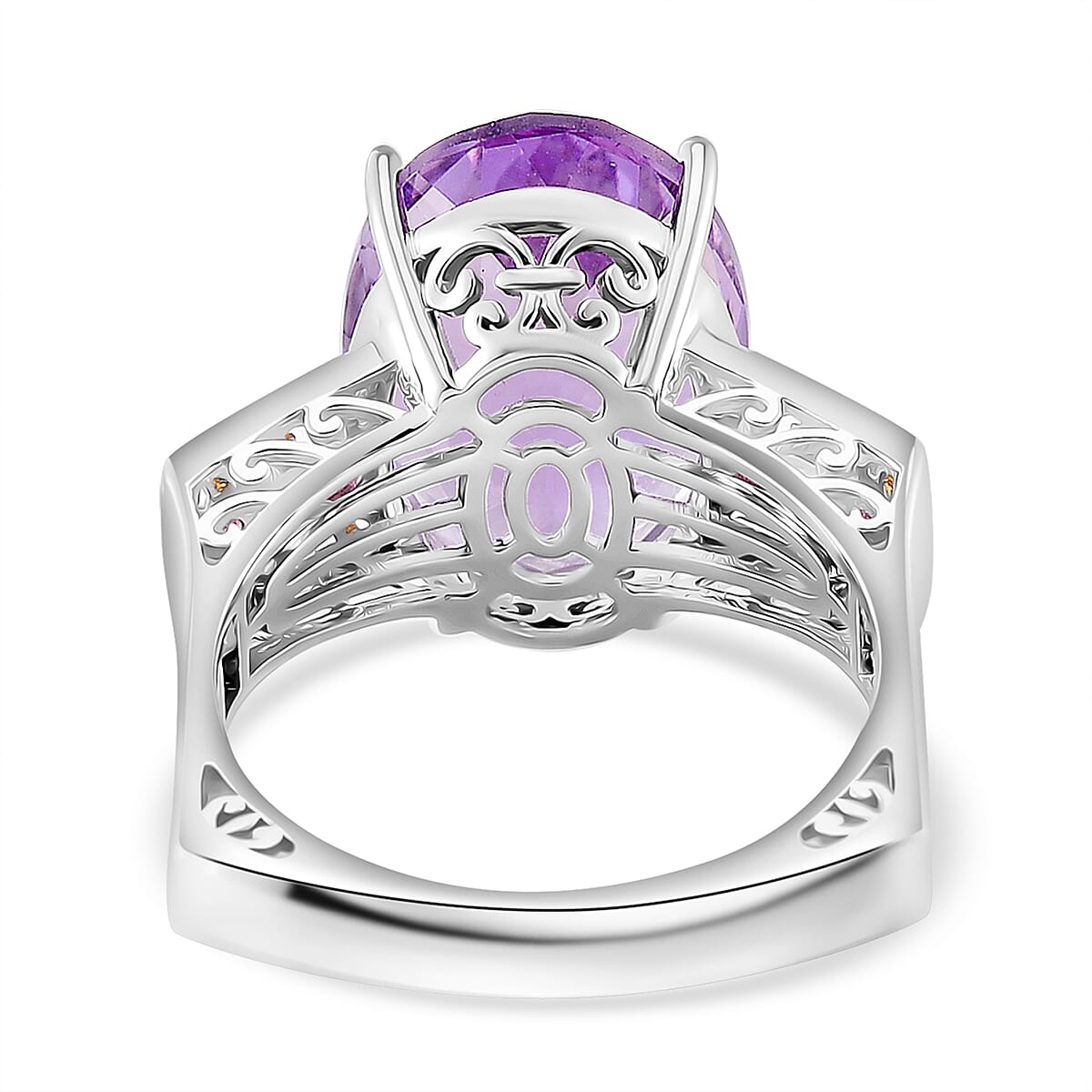 Karis Rose De France Amethyst and Orissa Rhodolite Garnet 24.00 ctw Ring (Size 6.0) and Pendant in Dualtone with Stainless Steel Necklace 20 Inchesa