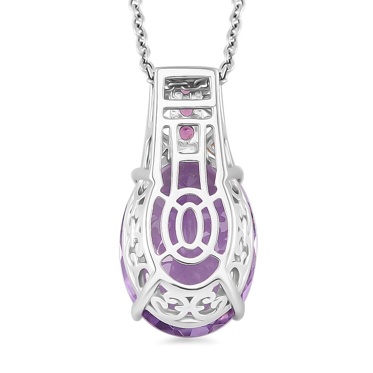 Karis Rose De France Amethyst and Orissa Rhodolite Garnet 24.00 ctw Ring (Size 7.0) and Pendant in Dualtone with Stainless Steel Necklace 20 Inchesa image number 7