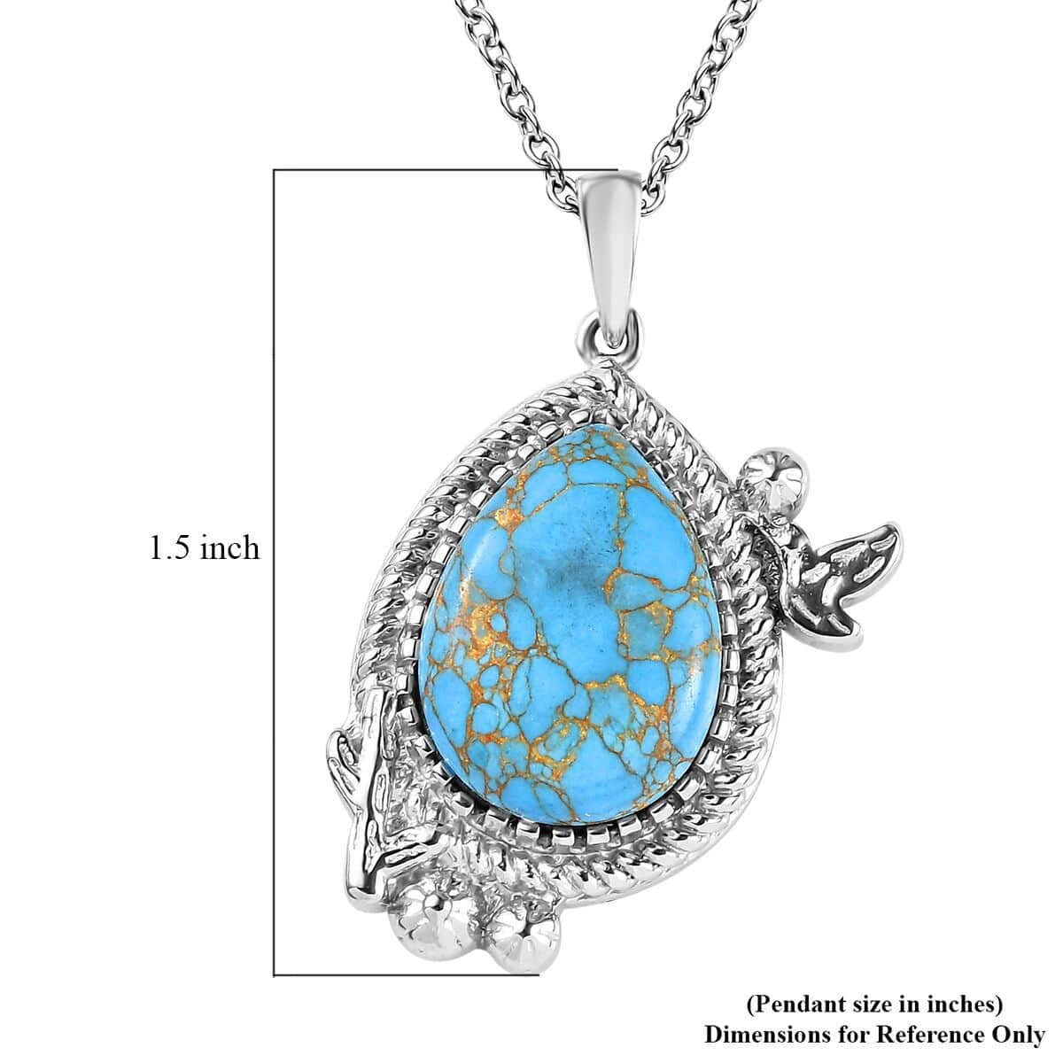 Mojave Blue Turquoise 9.20 ctw Pendant Necklace 20 Inches in Stainless Steel image number 5