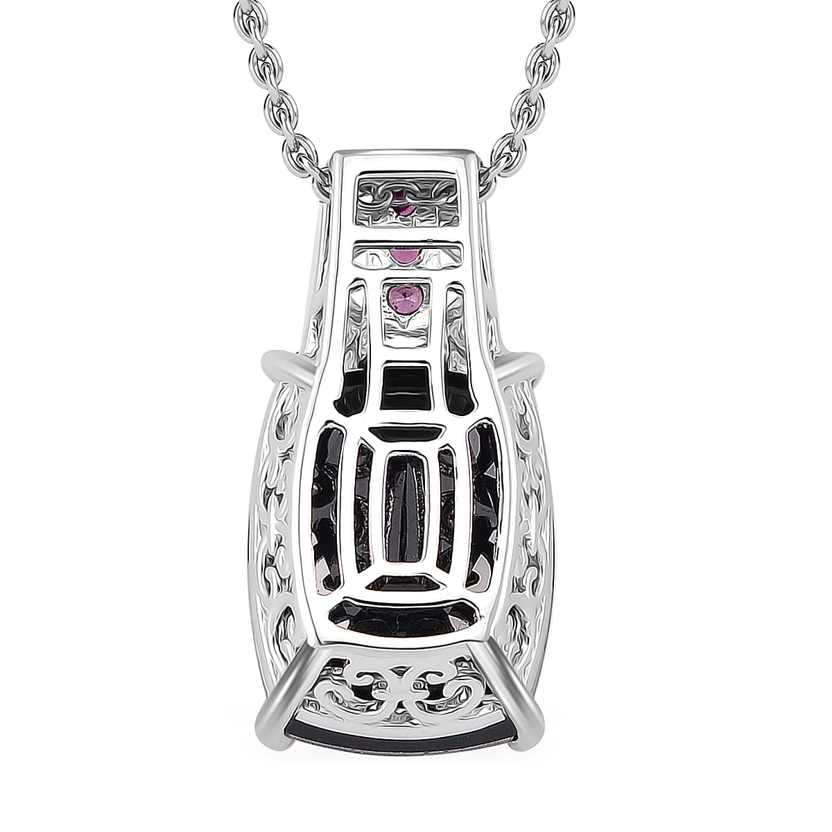 Karis Brazilian Smoky Quartz and Orissa Rhodolite Garnet 27.35 ctw Ring (Size 6.0) and Pendant in Dualtone with Stainless Steel Necklace 20 Inches