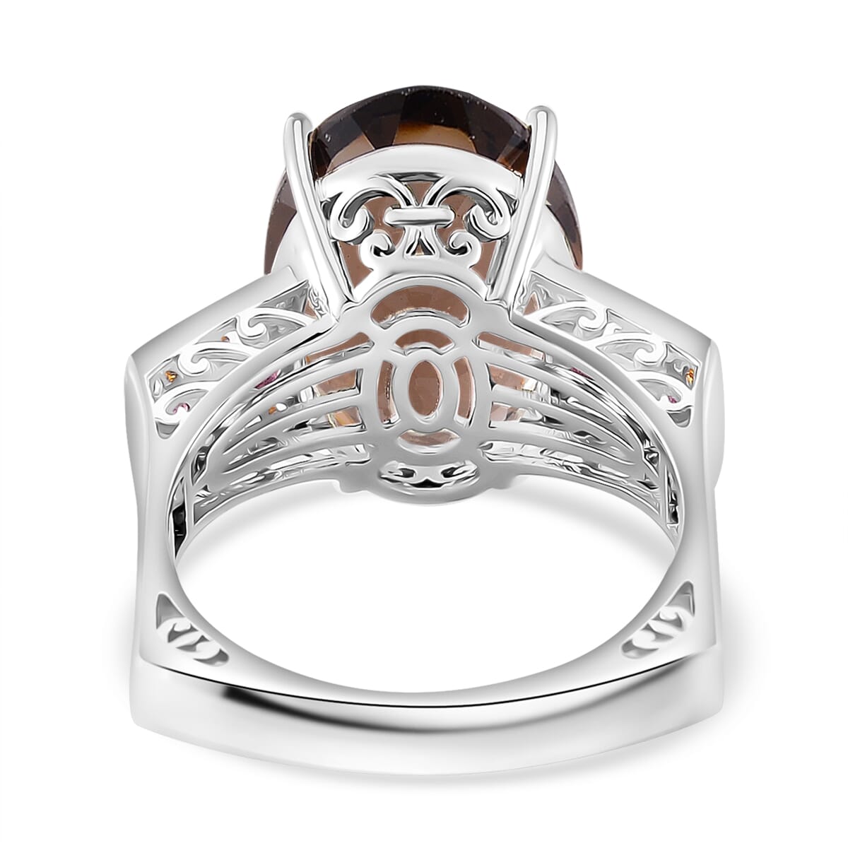 Karis Brazilian Smoky Quartz and Orissa Rhodolite Garnet 22.00 ctw Ring (Size 7.0) and Pendant in Dualtone with Stainless Steel Necklace 20 Inches image number 4