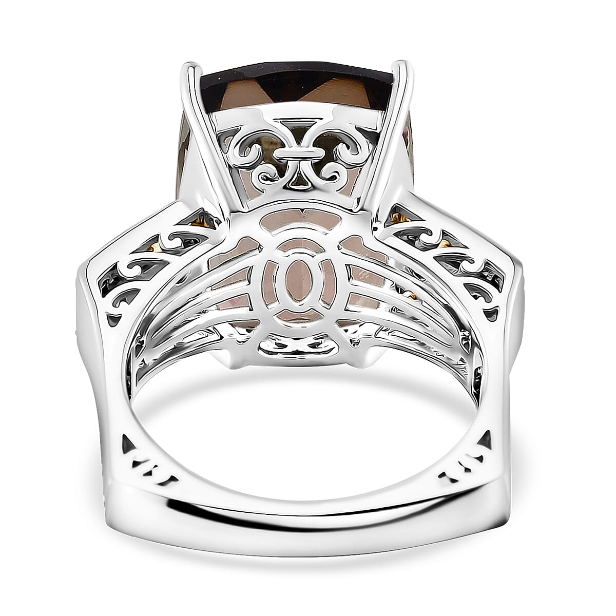 Karis Brazilian Smoky Quartz and Orissa Rhodolite Garnet 27.35 ctw Ring (Size 7.0) and Pendant in Dualtone with Stainless Steel Necklace 20 Inches image number 4