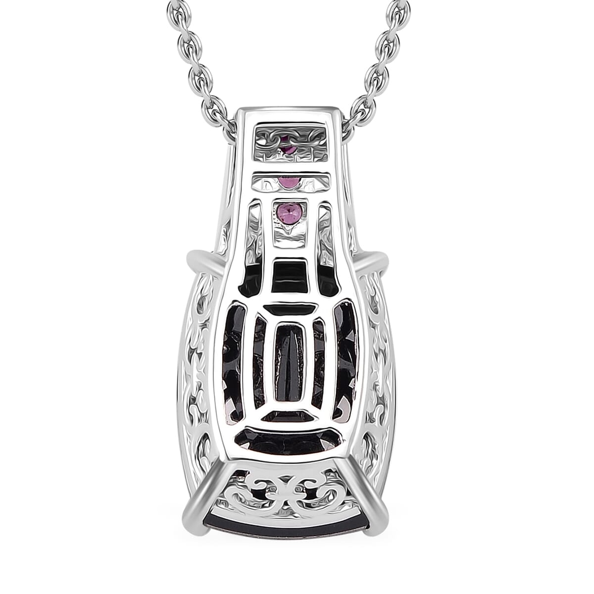 Karis Brazilian Smoky Quartz and Orissa Rhodolite Garnet 27.35 ctw Ring (Size 9.0) and Pendant in Dualtone with Stainless Steel Necklace 20 Inches image number 7